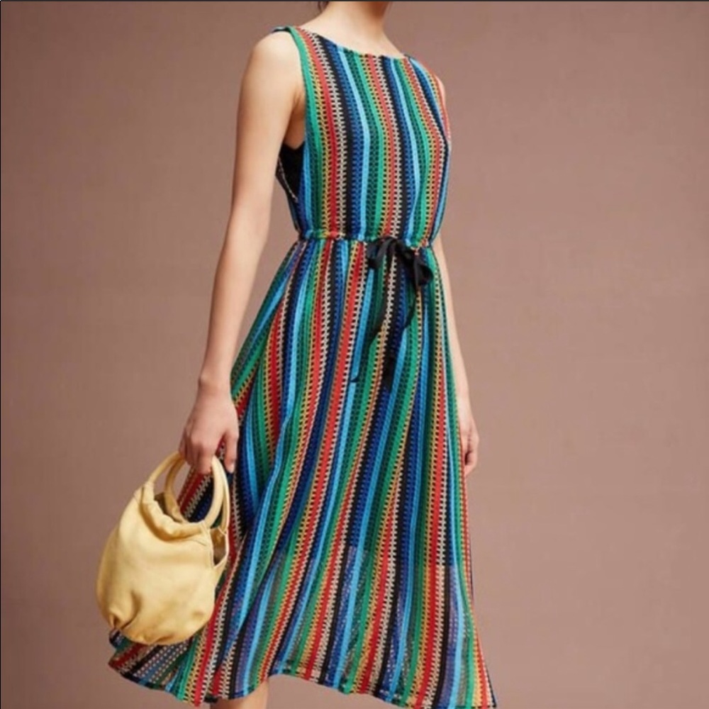 Anthro Eva Franco Rainbow Crotchet Dress, size 10